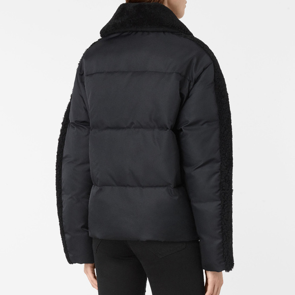 ALL SAINTS Asher Puffer Black Coat Fur Collar xs - Picture 2 of 7